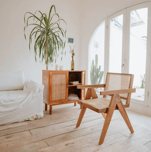 Dark wood store rattan chair