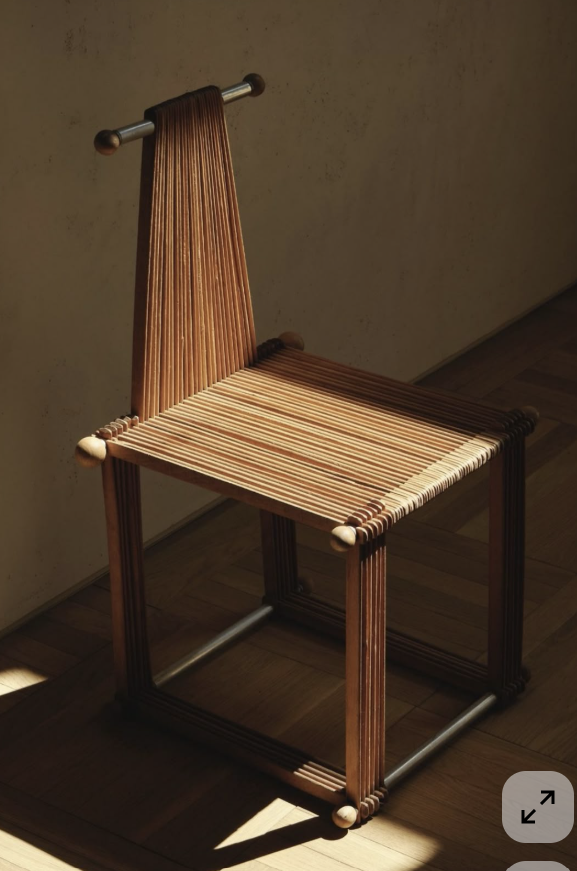 Modern Ethnic Teak &amp; Rope Sculptural Chair