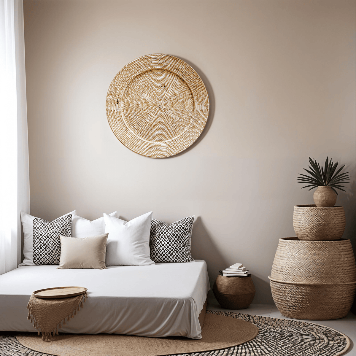 Natural Boho Chic &amp; Japandi Large Wall Plate - Alia