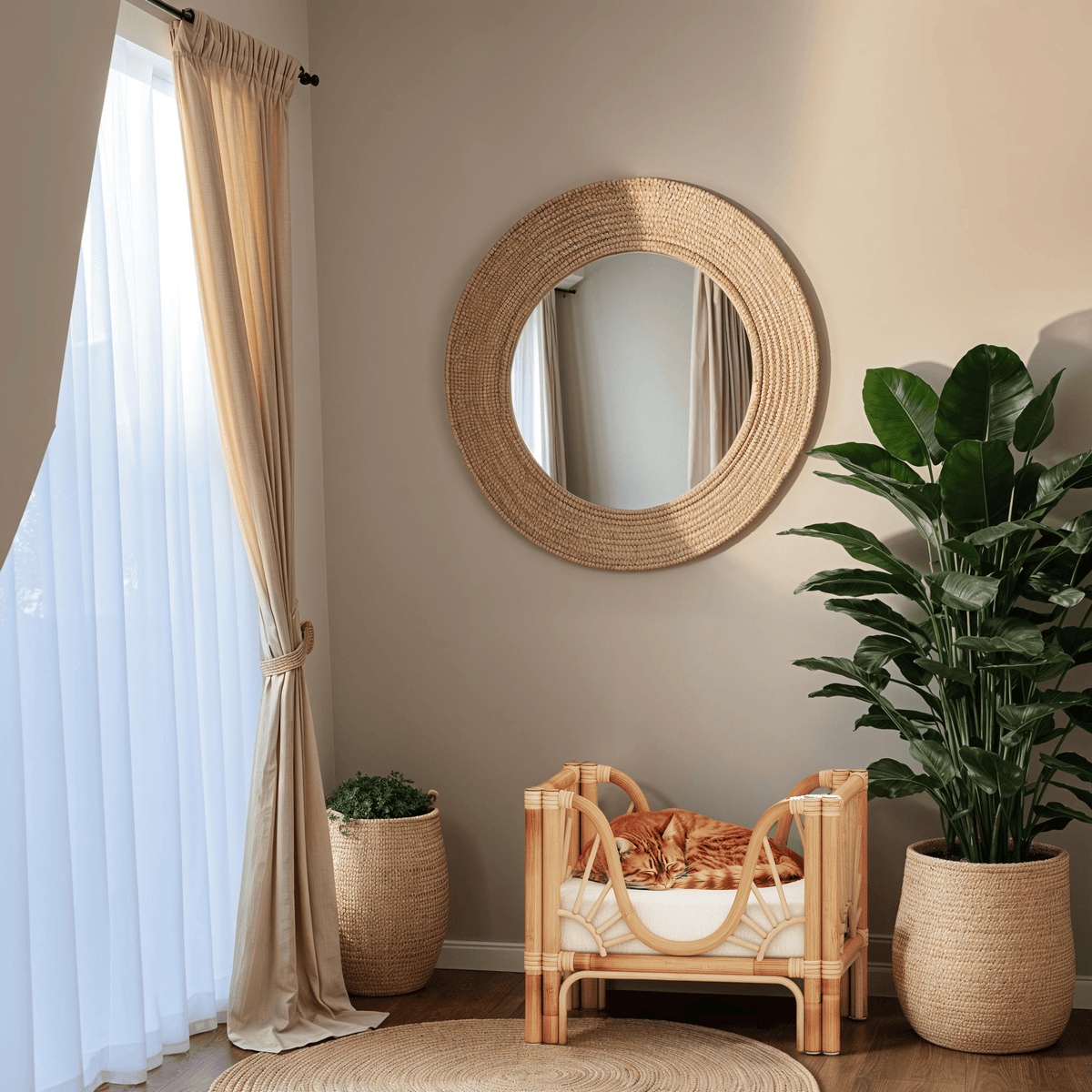 Catty Rattan Cat Bed with Mattress