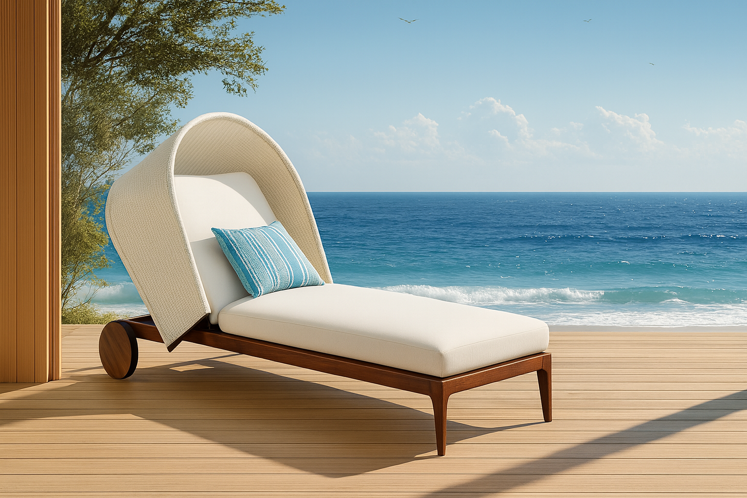 Ironwood Sun Bed with Sunbrella Fabric and Private Canopy - Outdoor Resistant
