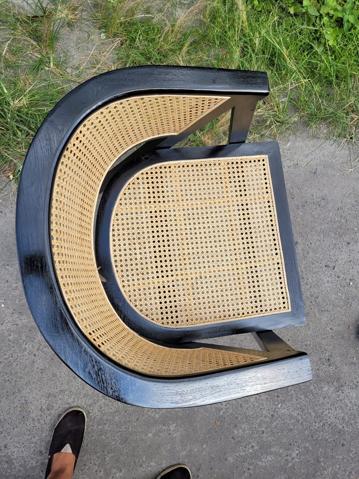 Zelia Black Rattan and Wooden Teak Dining Chair