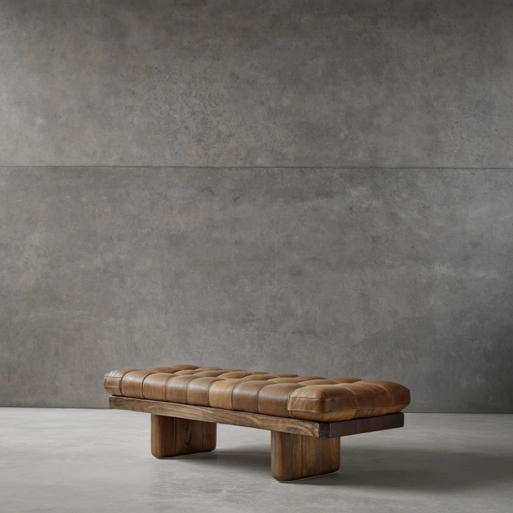 Leather Teak Teak Robust Bench