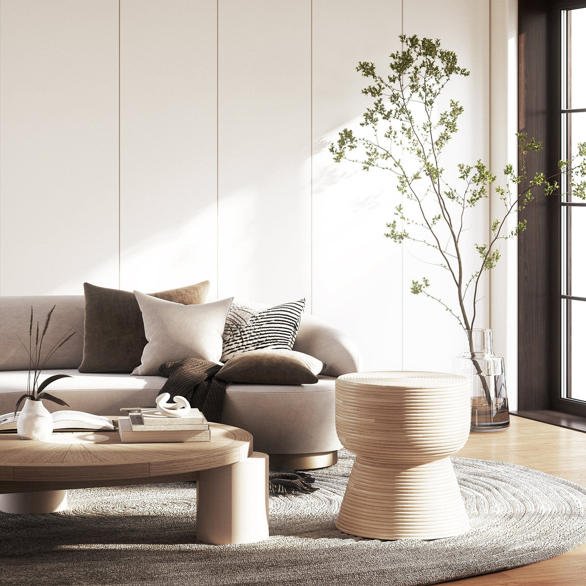 Japandi Side Table and Stool - Alya