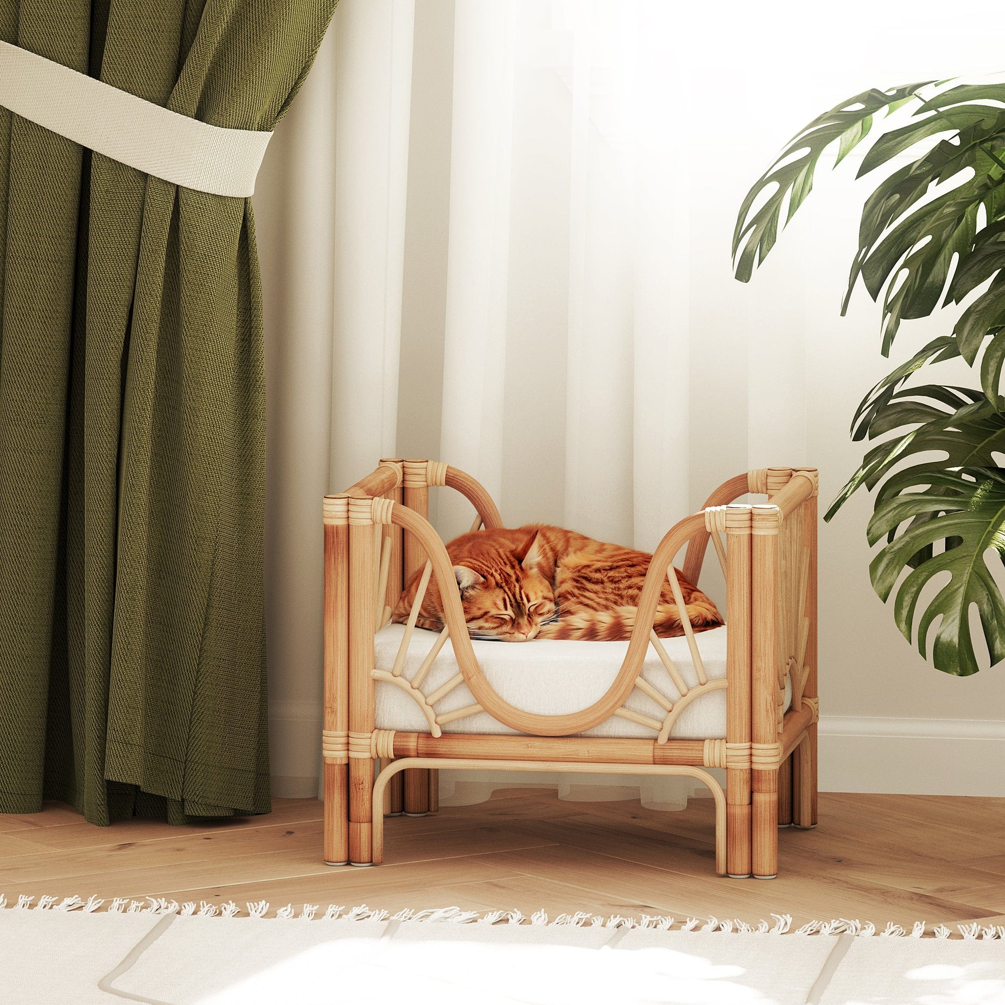 Catty Rattan Cat Bed with Mattress