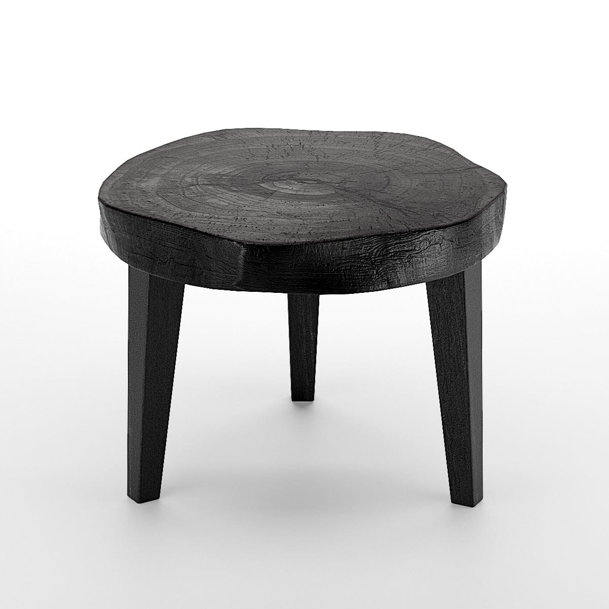 Modern Japandi Black Live Edge Solid Wood Low Table