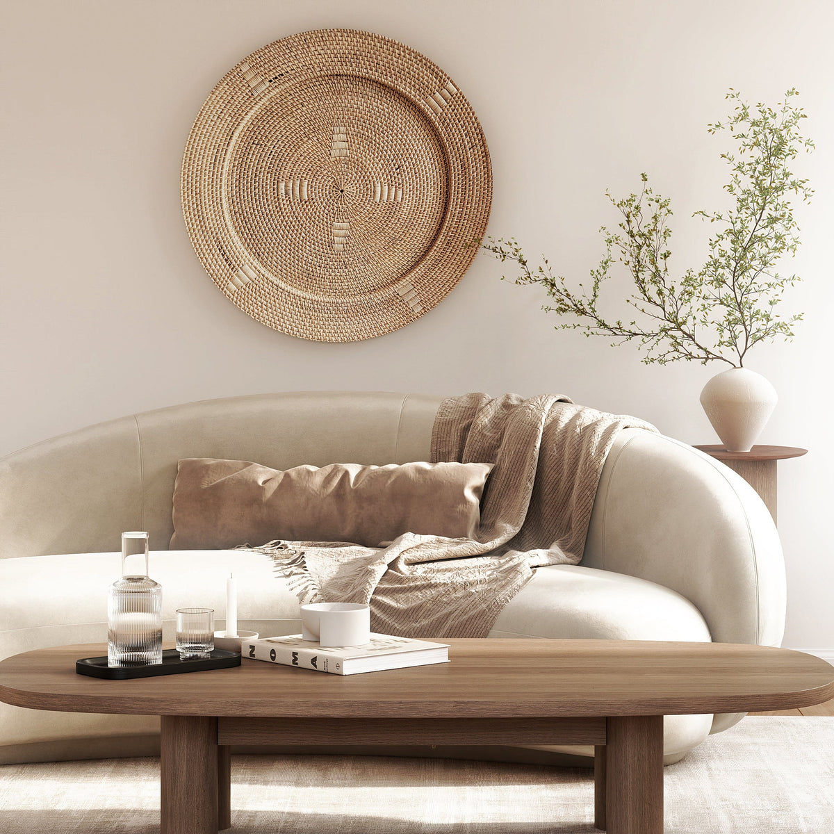 Natural Boho Chic &amp; Japandi Large Wall Plate - Alia