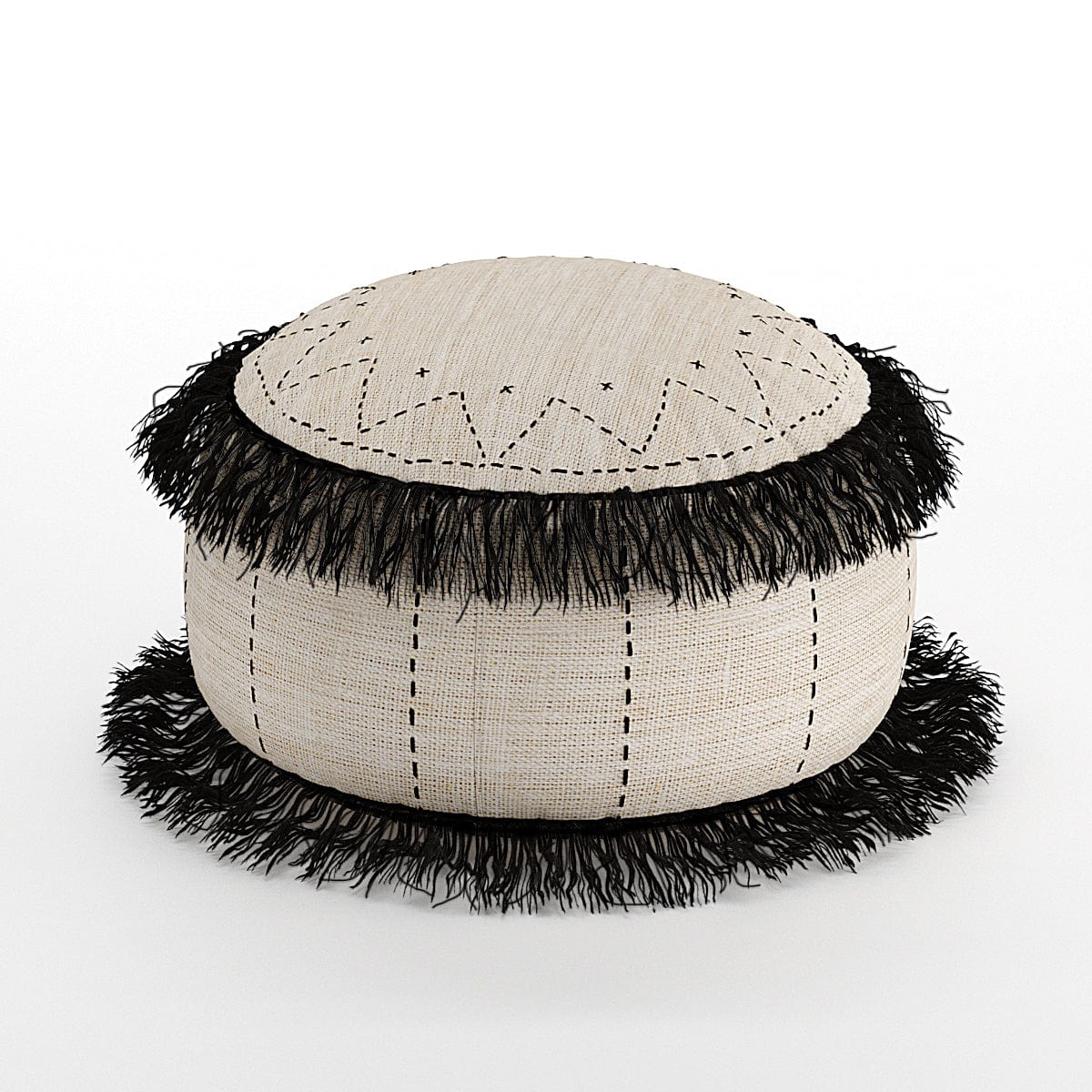Boho Modern Japandi Design Pouf - Soft Fabric