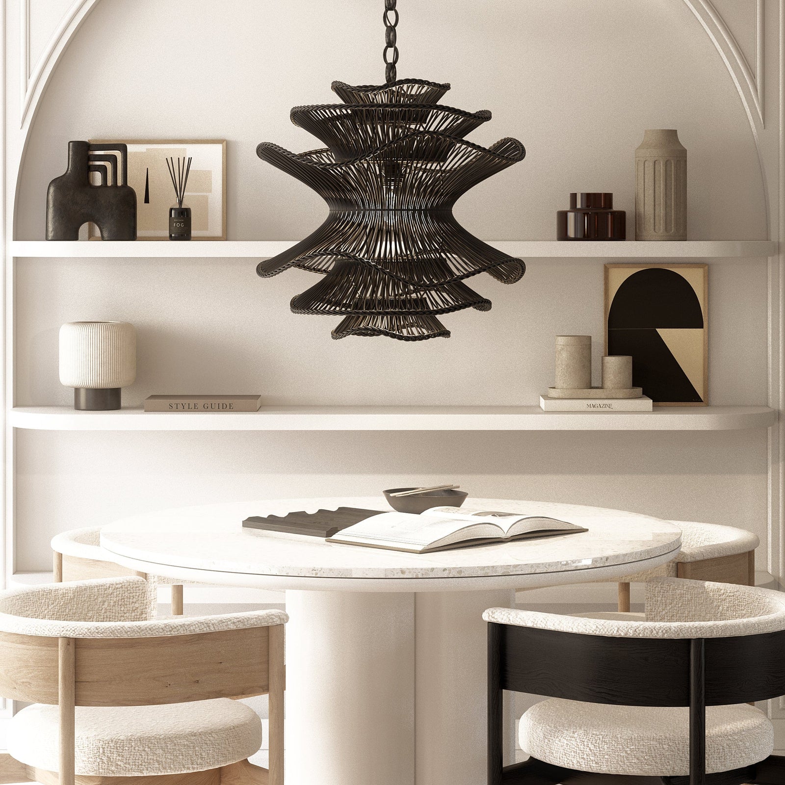 Japandi Large Lampshade Black and Natural