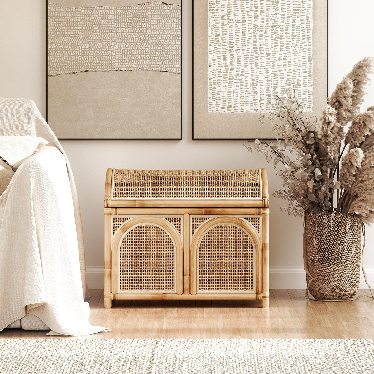 Boho Chic Natural Rattan Trunk - Shakyla