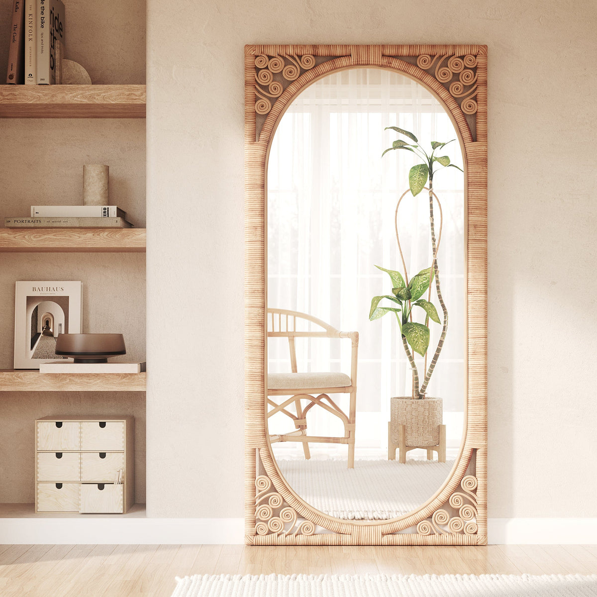 Handwoven Rattan Mirror